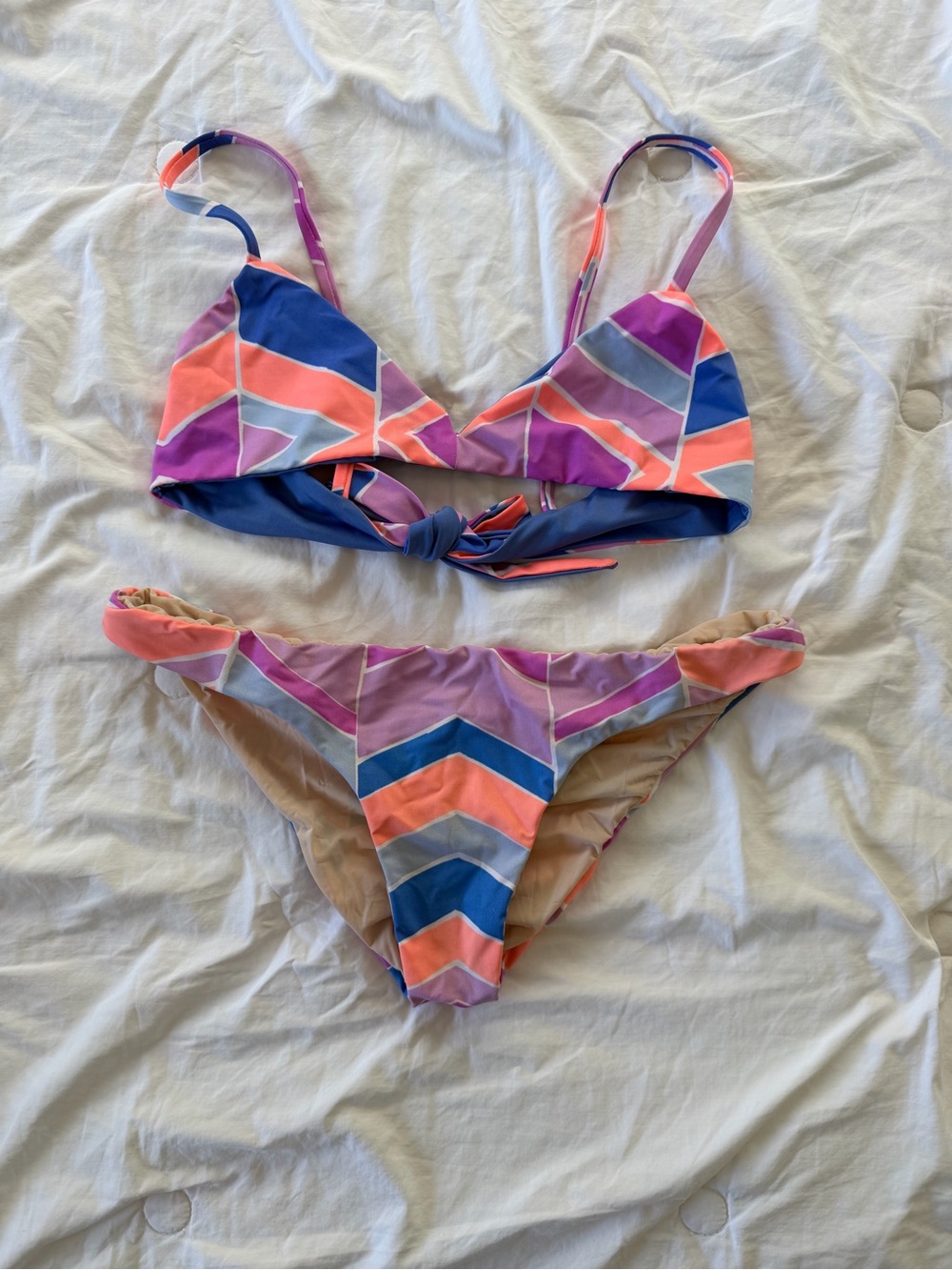 Colorblock Chevron Bikini Set - Multicolor